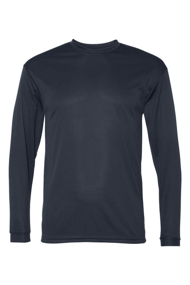 C2 Sport 5104 Mens Performance Moisture Wicking Long Sleeve Crewneck T-Shirt Navy Blue Flat Front