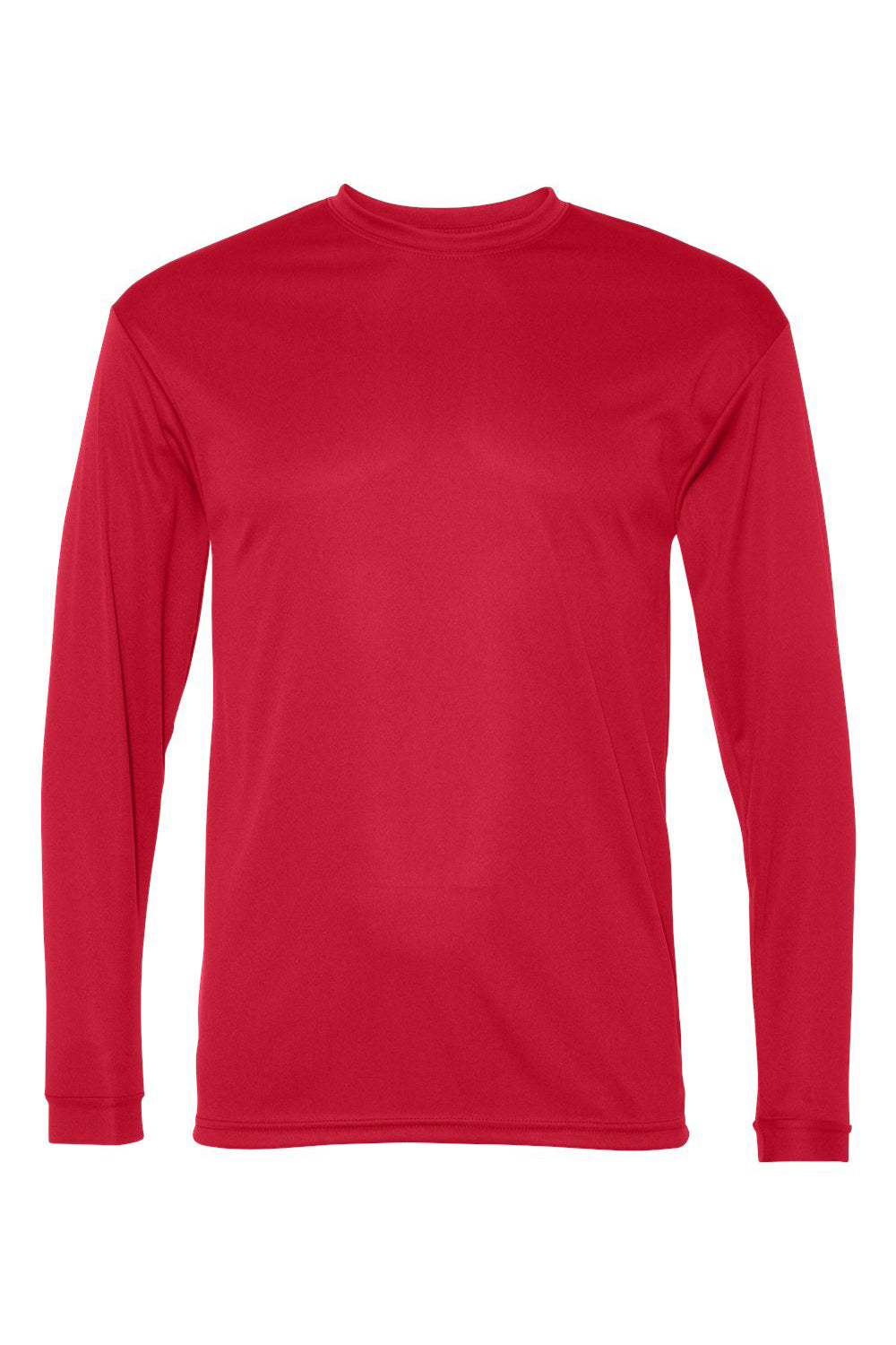 C2 Sport 5104 Mens Performance Moisture Wicking Long Sleeve Crewneck T-Shirt Red Flat Front