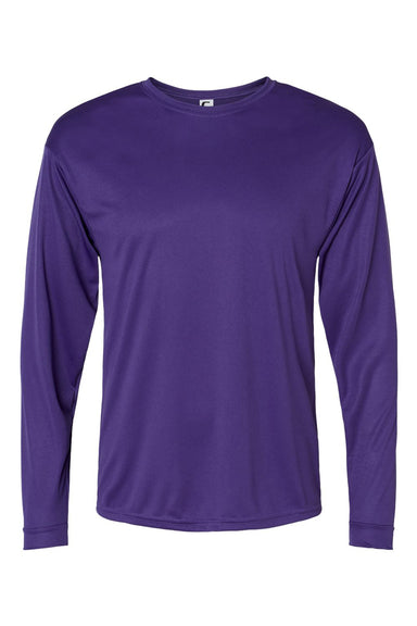 C2 Sport 5104 Mens Performance Moisture Wicking Long Sleeve Crewneck T-Shirt Purple Flat Front