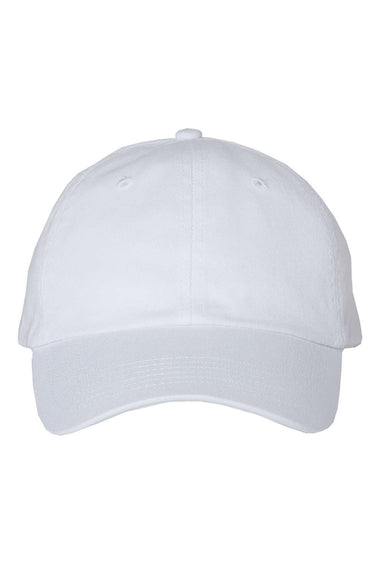 Valucap VC350 Mens Bio-Washed Chino Twill Hat White Flat Front