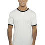 Next Level Mens Fine Jersey Ringer Short Sleeve Crewneck T-Shirt - White/Black