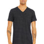Bella + Canvas Mens Textured Jersey Short Sleeve V-Neck T-Shirt - Charcoal Black Slub