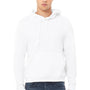 Bella + Canvas Mens Sponge Fleece Hooded Sweatshirt Hoodie w/ Pouch Pocket - White