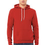 Bella + Canvas Mens Sponge Fleece Hooded Sweatshirt Hoodie w/ Pouch Pocket - Red