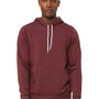 Bella + Canvas Mens Sponge Fleece Hooded Sweatshirt Hoodie w/ Pouch Pocket - Heather Maroon