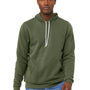 Bella + Canvas Mens Sponge Fleece Hooded Sweatshirt Hoodie w/ Pouch Pocket - Military Green