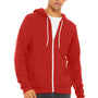 Bella + Canvas Mens Fleece Full Zip Hooded Sweatshirt Hoodie w/ Pockets - Red
