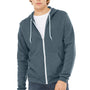 Bella + Canvas Mens Fleece Full Zip Hooded Sweatshirt Hoodie w/ Pockets - Heather Slate Blue