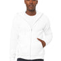 Bella + Canvas Mens Fleece Full Zip Hooded Sweatshirt Hoodie w/ Pockets - DTG White