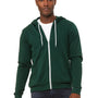 Bella + Canvas Mens Fleece Full Zip Hooded Sweatshirt Hoodie w/ Pockets - Forest Green