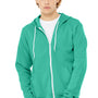 Bella + Canvas Mens Fleece Full Zip Hooded Sweatshirt Hoodie w/ Pockets - Teal Blue
