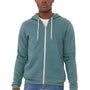 Bella + Canvas Mens Fleece Full Zip Hooded Sweatshirt Hoodie w/ Pockets - Heather Deep Teal