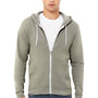 Bella + Canvas Mens Fleece Full Zip Hooded Sweatshirt Hoodie w/ Pockets - Heather Stone - Closeout