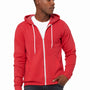 Bella + Canvas Mens Fleece Full Zip Hooded Sweatshirt Hoodie w/ Pockets - Heather Red