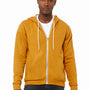 Bella + Canvas Mens Fleece Full Zip Hooded Sweatshirt Hoodie w/ Pockets - Heather Mustard Yellow