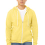 Bella + Canvas Mens Fleece Full Zip Hooded Sweatshirt Hoodie w/ Pockets - Yellow