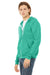 Bella + Canvas BC3739/3739 Mens Fleece Full Zip Hooded Sweatshirt Hoodie Teal Blue Model 3Q