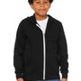 Bella + Canvas Youth Sponge Fleece Full Zip Hooded Sweatshirt Hoodie w/ Pockets - Black