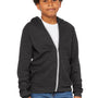 Bella + Canvas Youth Sponge Fleece Full Zip Hooded Sweatshirt Hoodie w/ Pockets - Heather Dark Grey