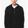 Bella + Canvas Mens Sponge Fleece Full Zip Hooded Sweatshirt Hoodie w/ Pockets - Black
