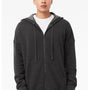 Bella + Canvas Mens Sponge Fleece Full Zip Hooded Sweatshirt Hoodie w/ Pockets - Heather Dark Grey