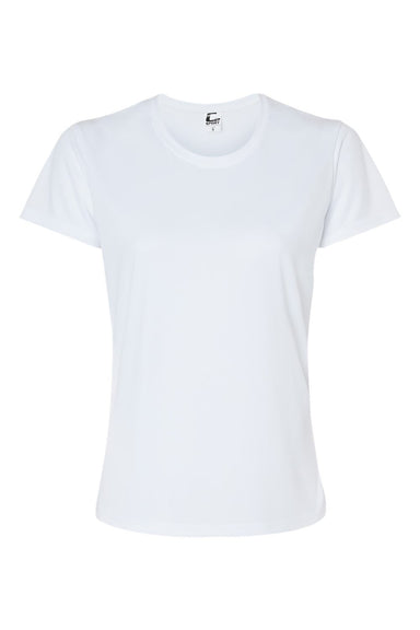 C2 Sport 5600 Womens Performance Moisture Wicking Short Sleeve Crewneck T-Shirt White Flat Front