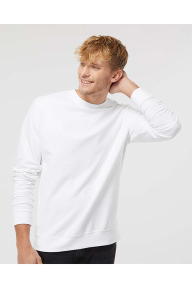 Independent Trading Co. SS3000 Mens Crewneck Sweatshirt White Model Front