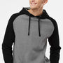Independent Trading Company Mens Raglan Hooded Sweatshirt Hoodie w/ Pouch Pockets - Heather Gunmetal Grey/Black