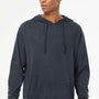 Independent Trading Company Mens Long Sleeve Hooded T-Shirt Hoodie - Heather Classic Navy Blue
