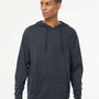 Independent Trading Co. Mens Long Sleeve Hooded T-Shirt Hoodie - Heather Classic Navy Blue - NEW