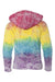 MV Sport W1162Y Youth Girls Courtney Burnout V-Notch Hooded Sweatshirt Hoodie Rainbow Stripe Flat Back