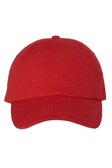 Valucap VC350 Mens Bio-Washed Chino Twill Hat Red Flat Front