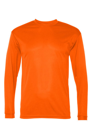 C2 Sport 5104 Mens Performance Moisture Wicking Long Sleeve Crewneck T-Shirt Safety Orange Flat Front