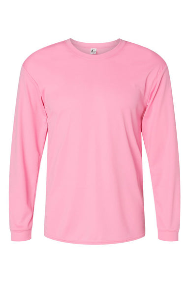 C2 Sport 5104 Mens Performance Moisture Wicking Long Sleeve Crewneck T-Shirt Pink Flat Front