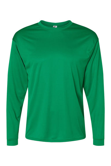 C2 Sport 5104 Mens Performance Moisture Wicking Long Sleeve Crewneck T-Shirt Kelly Green Flat Front
