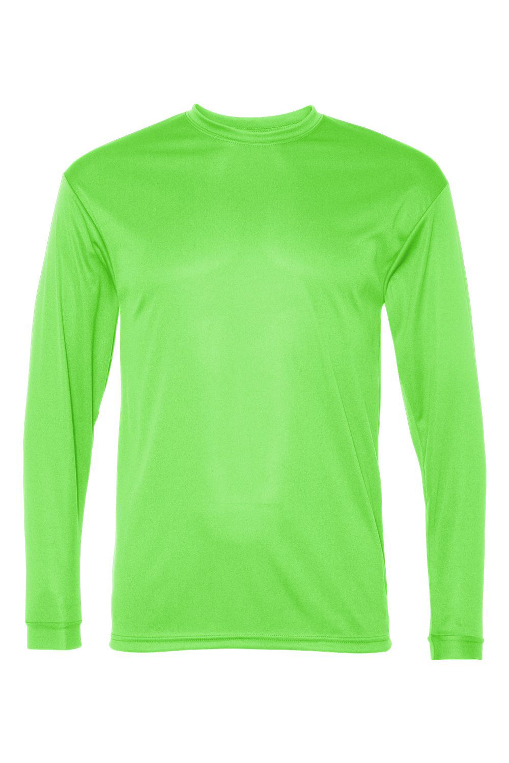 C2 Sport 5104 Mens Performance Moisture Wicking Long Sleeve Crewneck T-Shirt Lime Green Flat Front