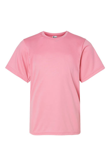 C2 Sport 5200 Youth Performance Moisture Wicking Short Sleeve Crewneck T-Shirt Pink Flat Front