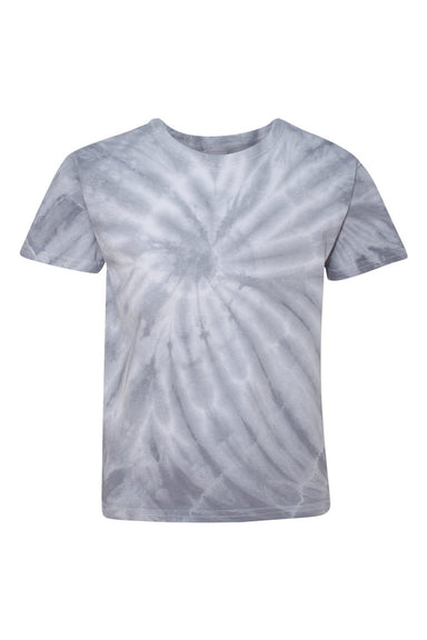 Dyenomite 20BCY Youth Cyclone Pinwheel Tie Dyed Short Sleeve Crewneck T-Shirt Silver Grey Flat Front