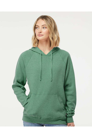Independent Trading Co. PRM33SBP Mens Special Blend Raglan Hooded Sweatshirt Hoodie Sea Green Model Front