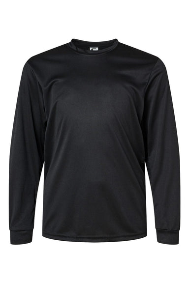 C2 Sport 5204 Youth Performance Moisture Wicking Long Sleeve Crewneck T-Shirt Black Flat Front
