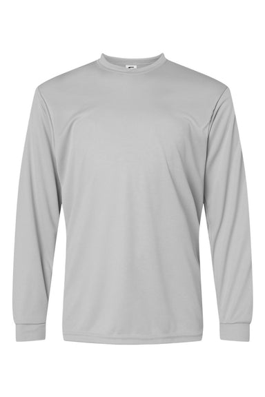 C2 Sport 5204 Youth Performance Moisture Wicking Long Sleeve Crewneck T-Shirt Silver Grey Flat Front