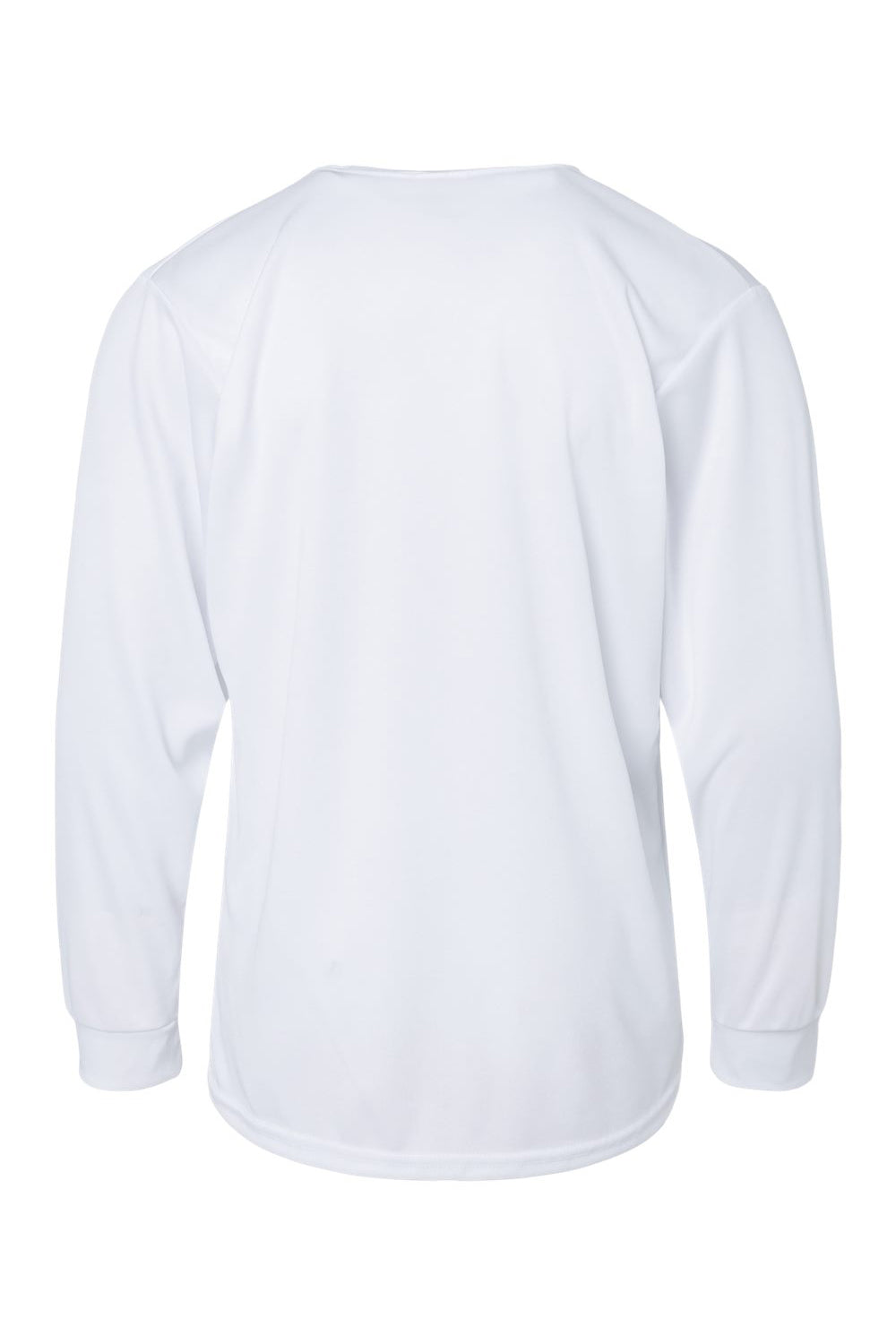 C2 Sport 5204 Youth Performance Moisture Wicking Long Sleeve Crewneck T-Shirt White Flat Back