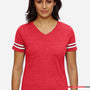 LAT Womens Fine Jersey Short Sleeve V-Neck T-Shirt - Vintage Red/White - Coming Soon