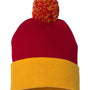 Sportsman Hats Unisex Pom-Pom Cuffed Beanie - Red/Gold - Closeout