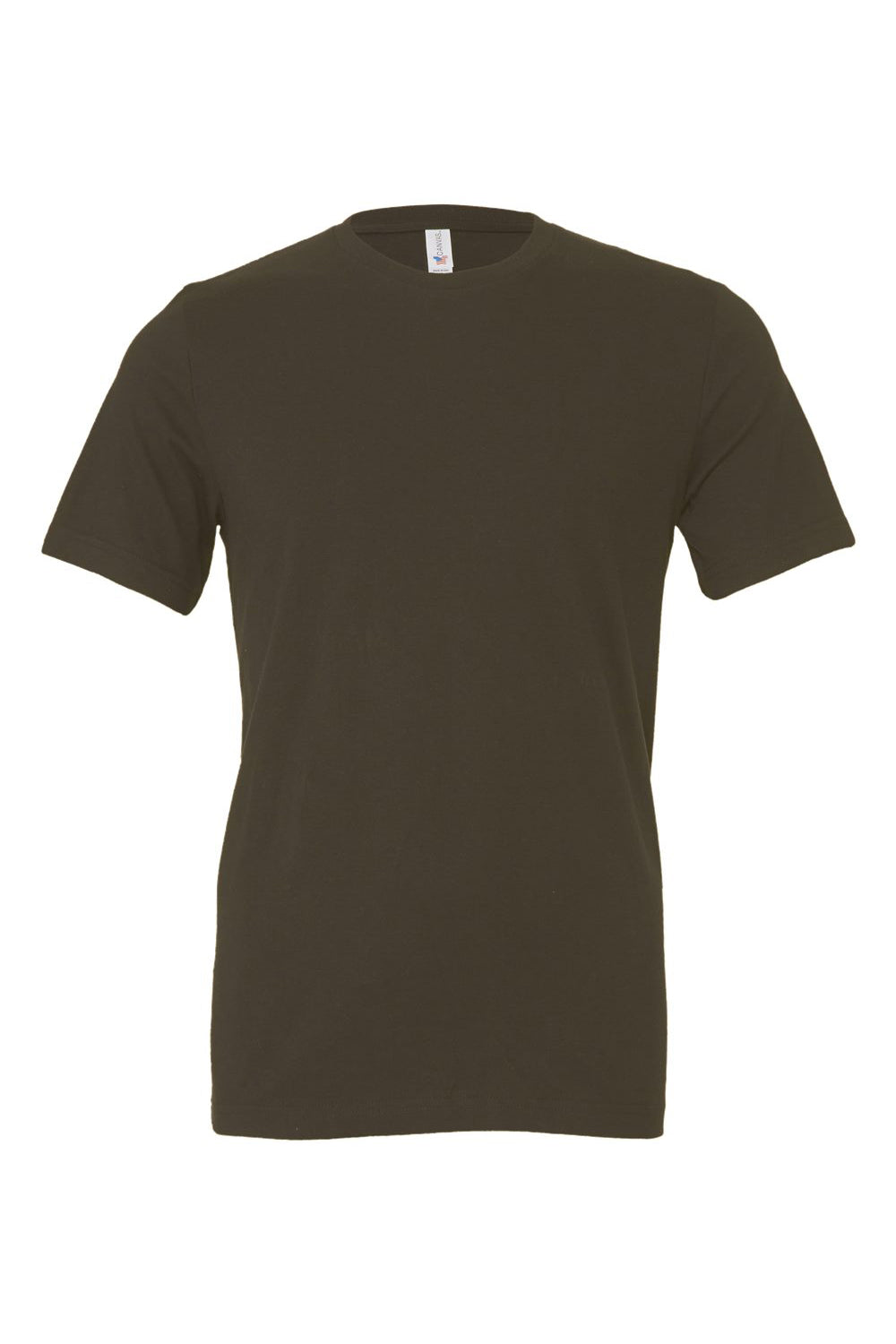 Bella + Canvas BC3001/3001C Mens Jersey Short Sleeve Crewneck T-Shirt Army Green Flat Front