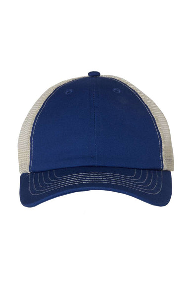 Sportsman 3100 Mens Contrast Stitch Mesh Back Hat Royal Blue/Stone Flat Front