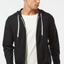 Independent Trading Company Mens French Terry Full Zip Hooded Sweatshirt Hoodie w/ Pockets - Black