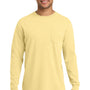 Comfort Colors Mens Long Sleeve Crewneck T-Shirt w/ Pocket - Butter Yellow