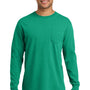 Comfort Colors Mens Long Sleeve Crewneck T-Shirt w/ Pocket - Island Green