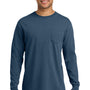 Comfort Colors Mens Long Sleeve Crewneck T-Shirt w/ Pocket - Midnight Blue